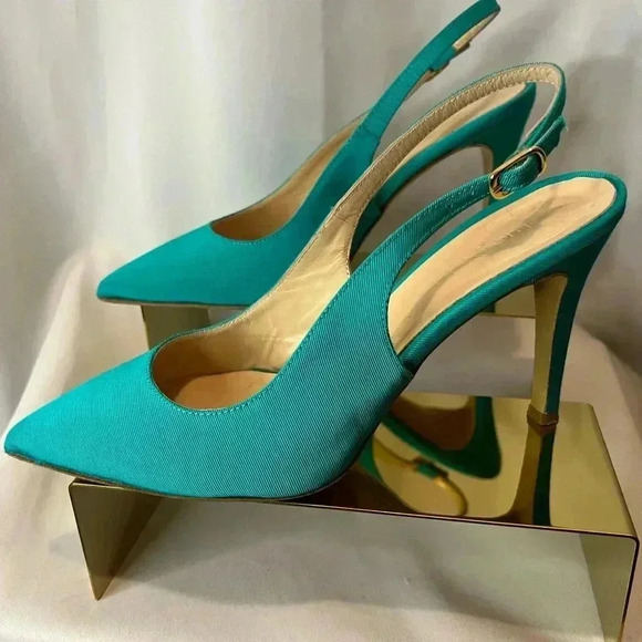 Turquoise sling heels by Luca Valentini  size 6.5 - Picture 1 of 9
